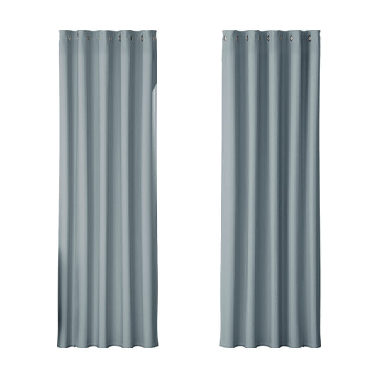 Artiss 2X Blockout Curtains Eyelet 180x213cm Grey