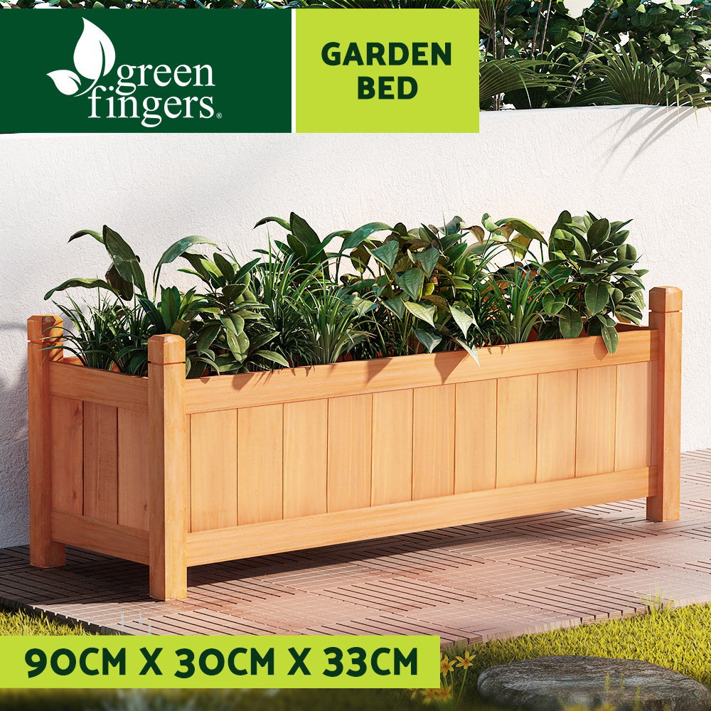 Greenfingers Garden Bed 90x30x33cm Wooden Planter Box Raised Container Growing