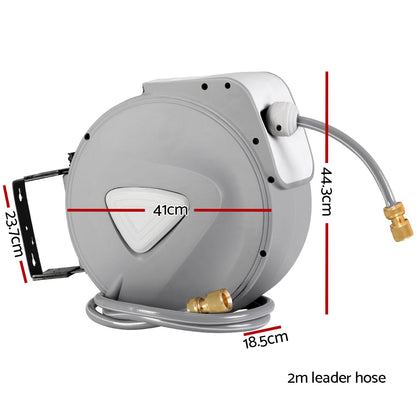 Water Hose Reel 30M Retractable Garden Auto Rewind Brass Spray Gun