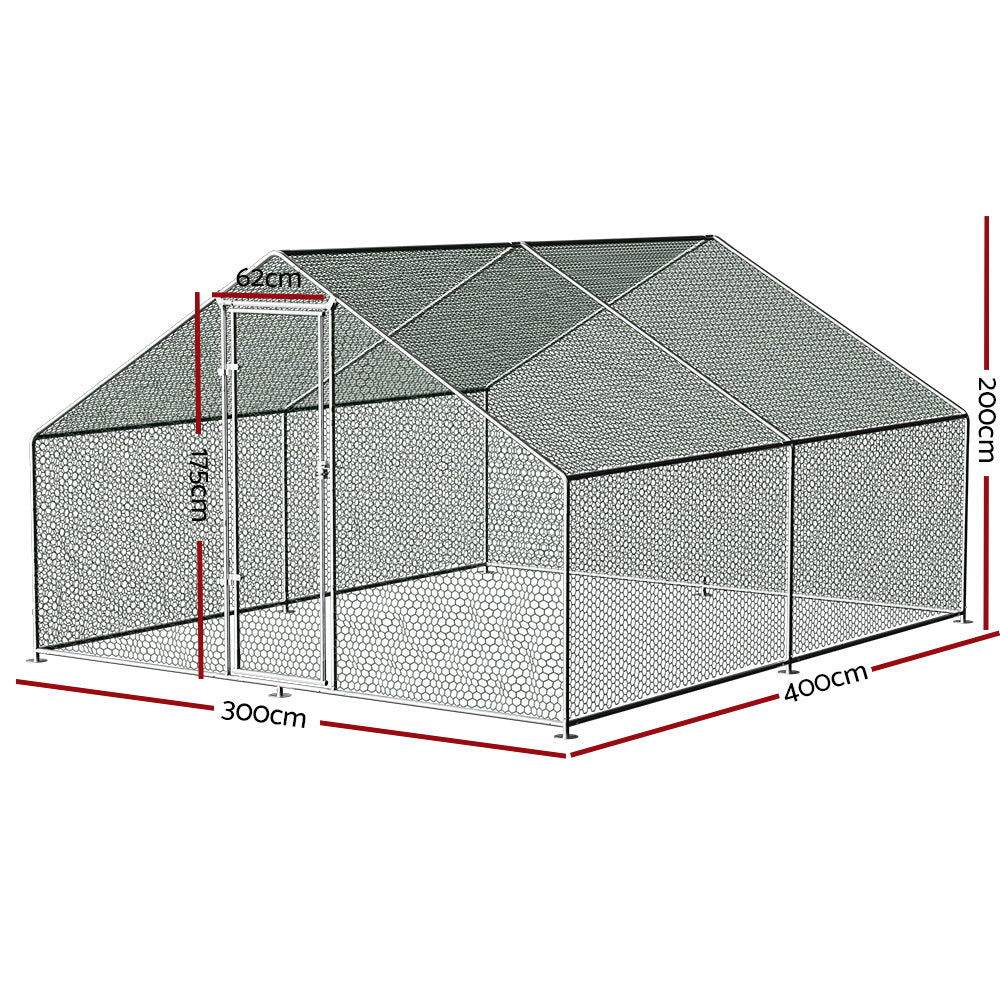 i.Pet Chicken Coop Cage 3x4x2m Galvanised Steel