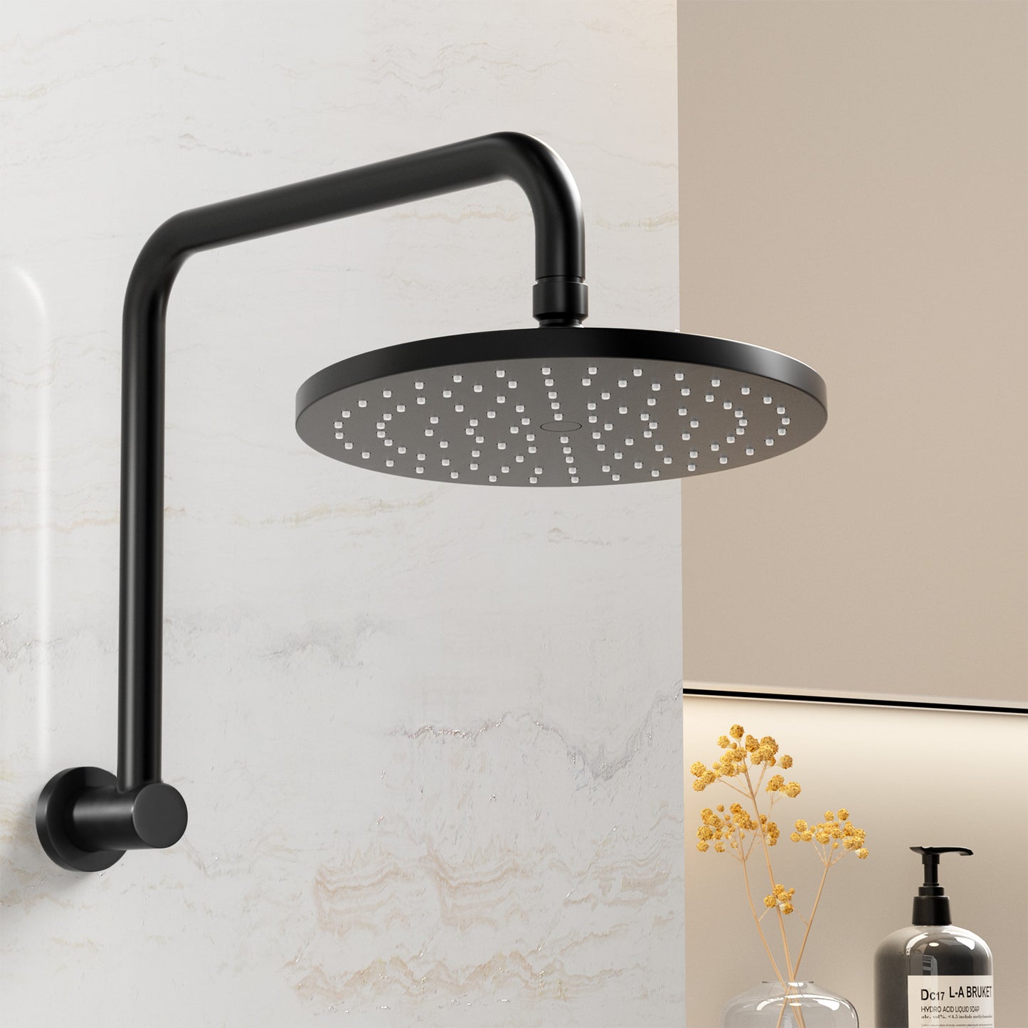 9'' Rain Shower Head Overhead High-pressure Swivel Black