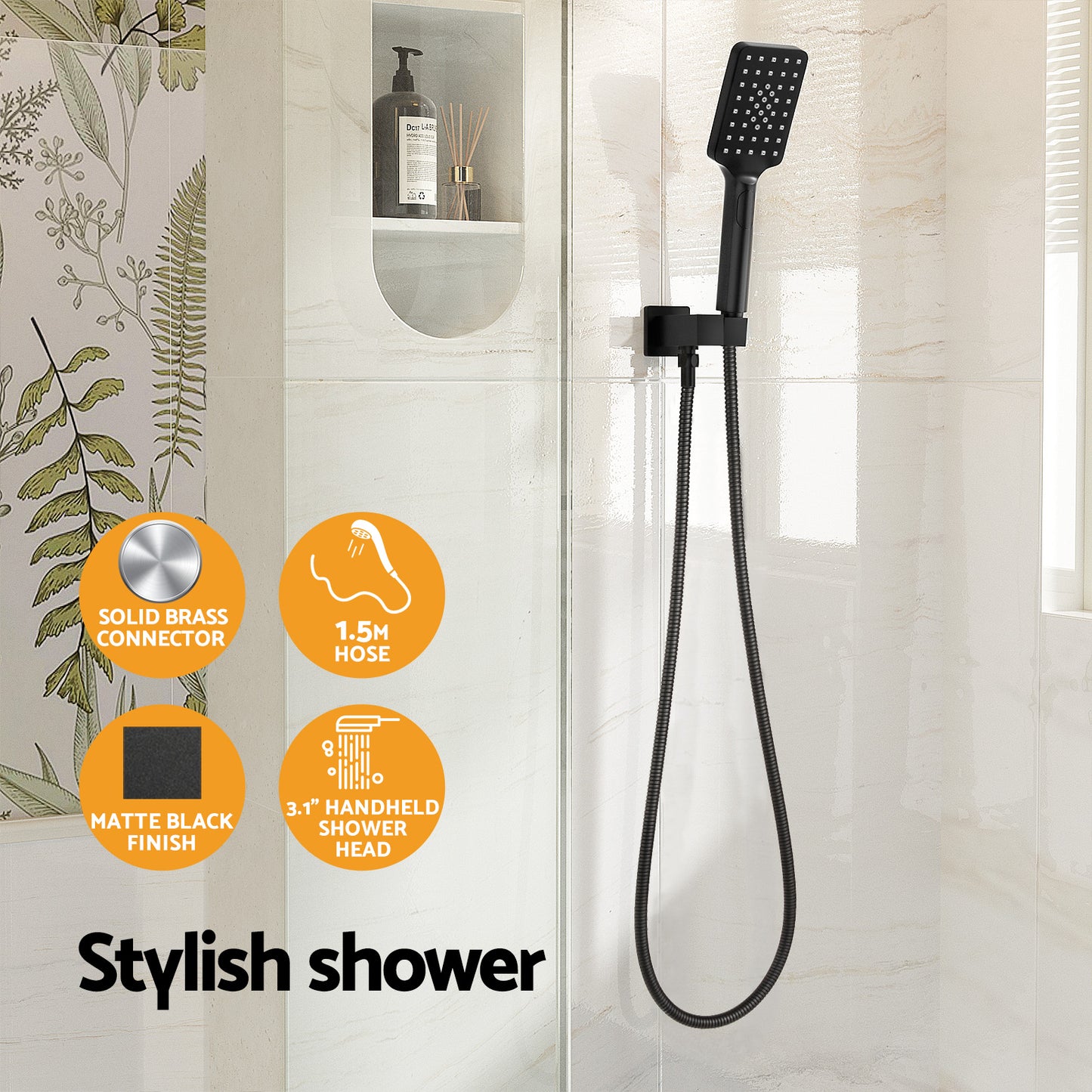 Handheld Shower Head Holder 3.1'' High Pressure Black