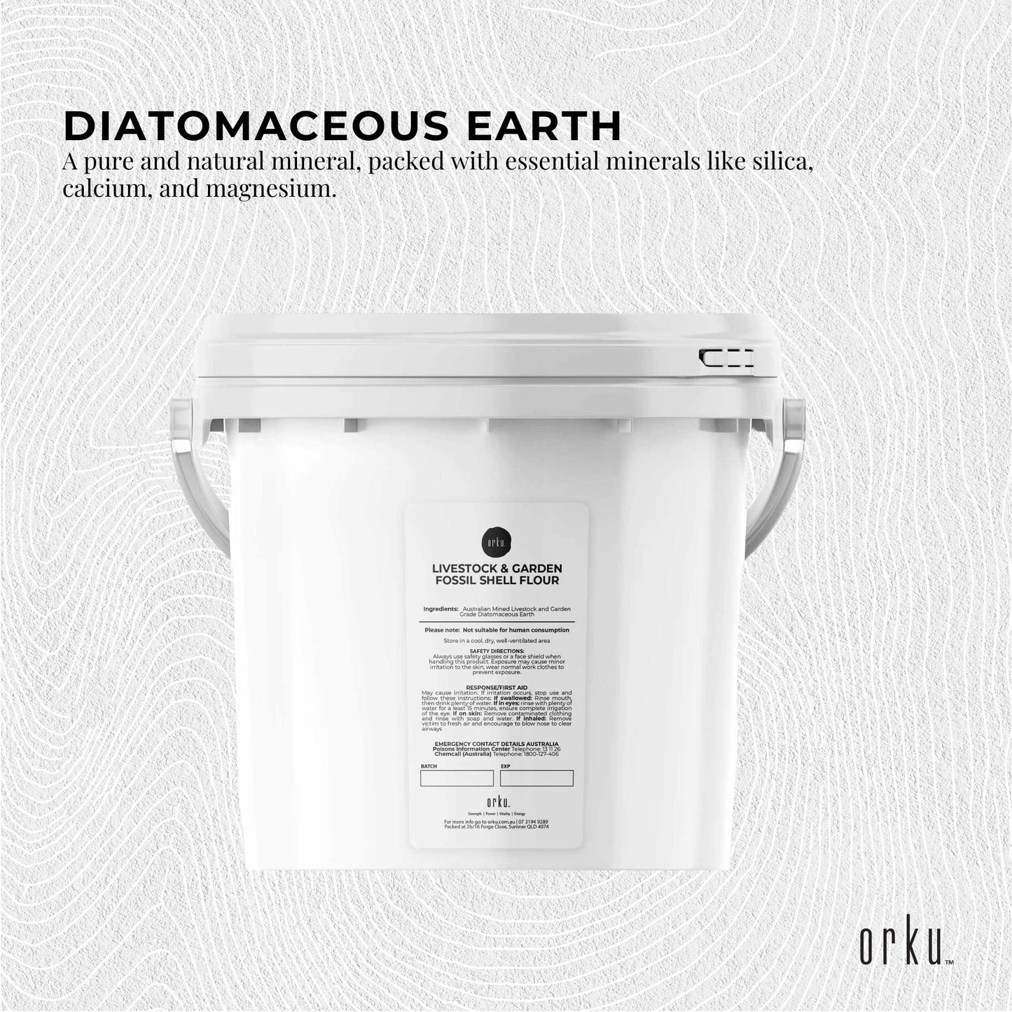 Orku 3Kg Fossil Shell Flour Tub - Livestock Garden Diatomaceous Earth