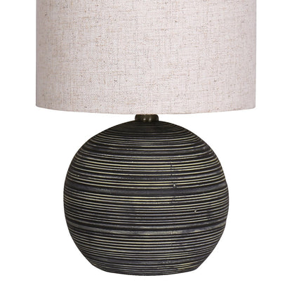 Sarantino Ceramic Table Lamp With Striped Pattern In Antique Black