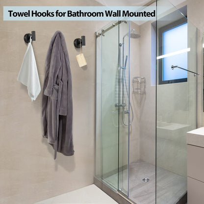 2 Pcs Wall Mount Bathroom Towel Hooks Holder Cloth Hanger Hook Kitchen Door Hanger Black