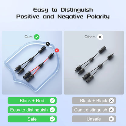 1 Pair Solar Connector Y Branch Parallel Adapter Cable Solar Panel Connectors Wire Plug Solar Panel