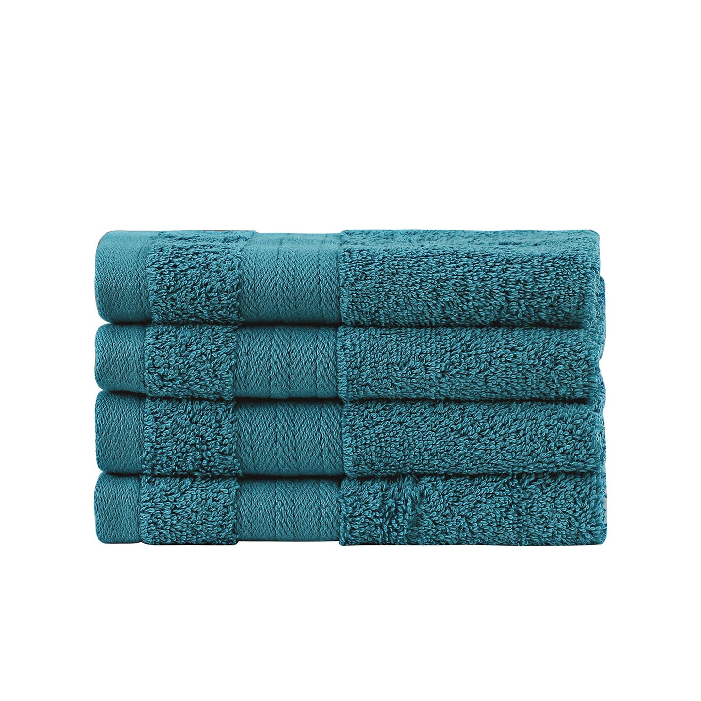 Linenland Bath Towel Set - 4 Piece Cotton Washcloths - Blue