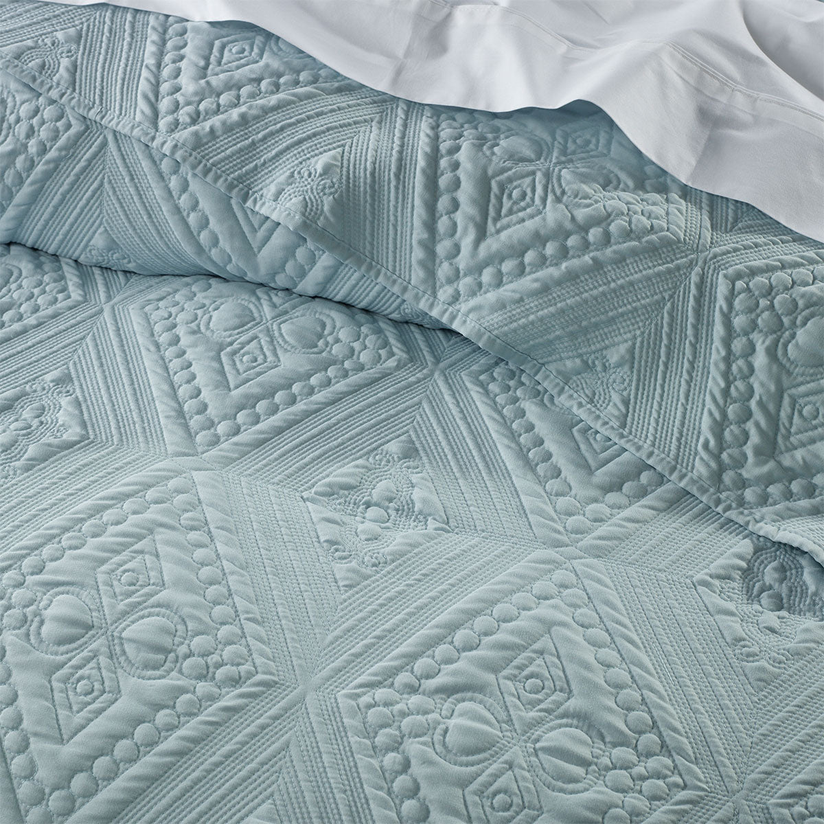 Bianca Aspen Sky Blue Embroidered Bedspread Set Double