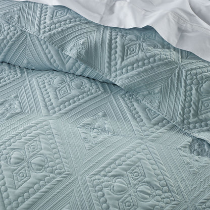 Bianca Aspen Sky Blue Embroidered Bedspread Set King