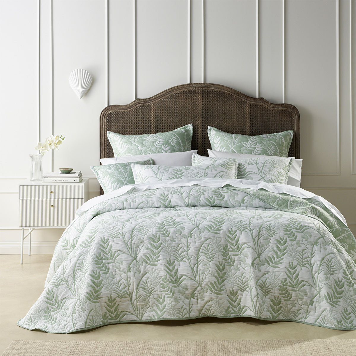 Bianca Eden Sage Jacquard Bedspread Set Single