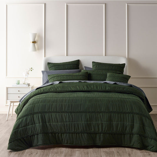 Bianca Vienna Green Textured Bedspread Set King Single