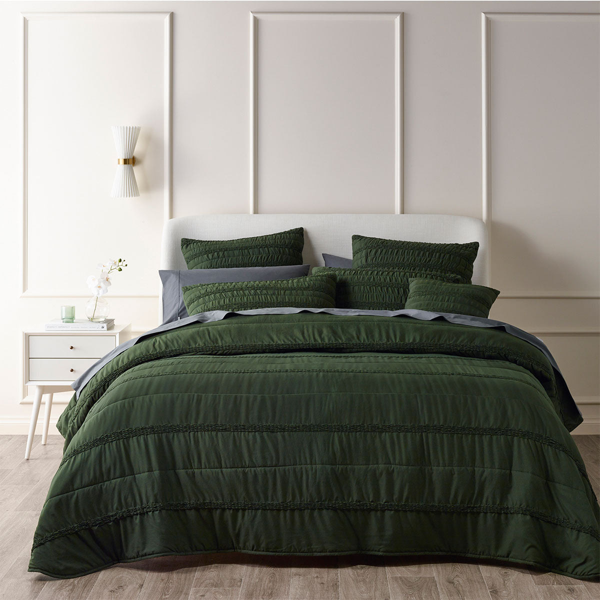 Bianca Vienna Green Textured Bedspread Set Queen