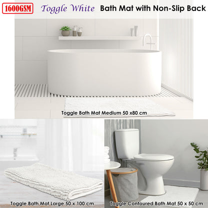 Toggle Microfiber Bath Mat Medium White