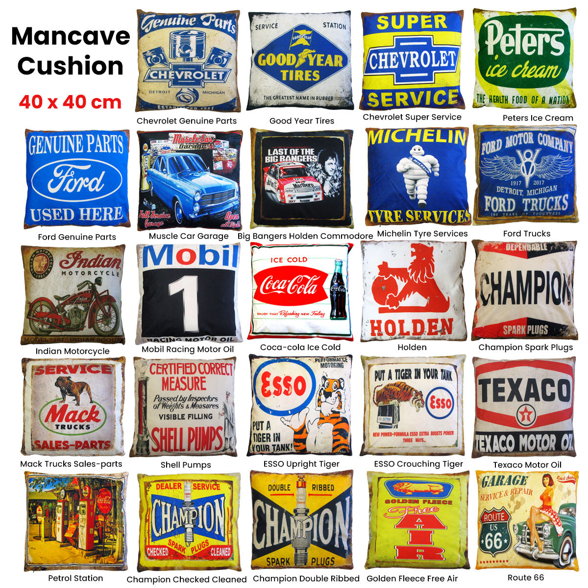 Australian Mancave Retro Cushion Big Bangers Holden Commodore 40 x 40 cm